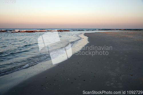 Image of Beach at sundown, Caesarea, Israel