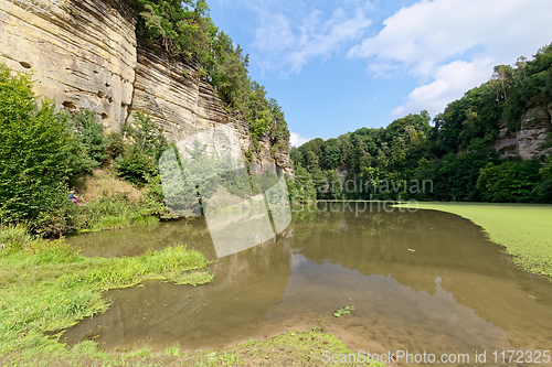 Image of Cerny rybnik near castle Kost. Czech Republic