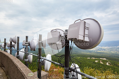 Image of telecommunication transmitters and aerials