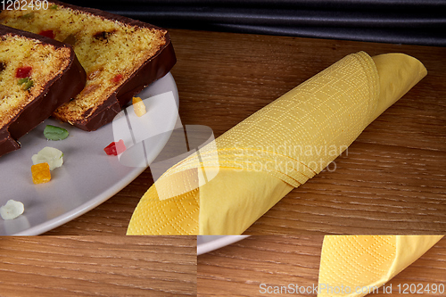 Image of fruitcake and small pieces candied fruits
