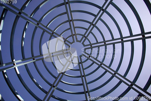 Image of An upward view of the steel construction