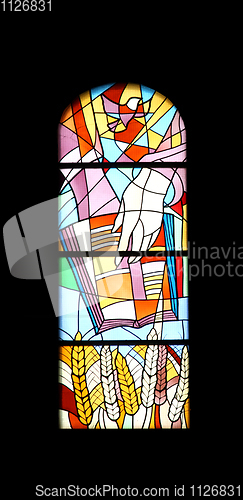 Image of Stained glass church window in the parish church of St. James in Medugorje