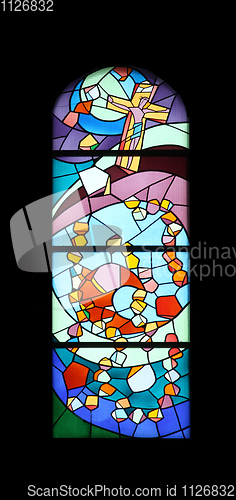 Image of Stained glass church window in the parish church of St. James in Medugorje