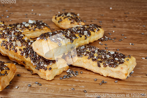 Image of baked sticks with chia seeds, salt