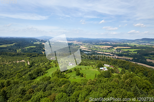 Image of view of the landscape from castle Trosky