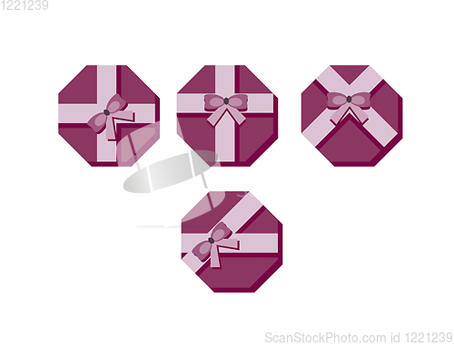 Image of violet flat present boxs concept, isolated