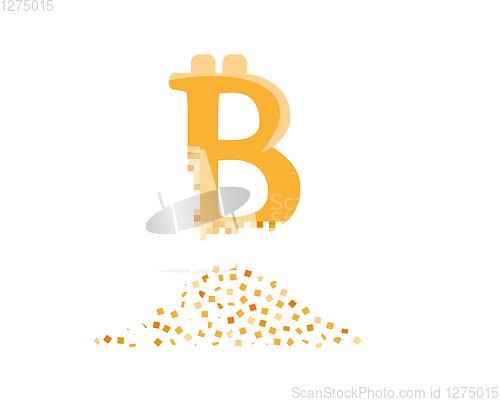 Image of crashing bitcoin into small pieces