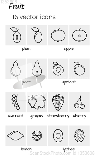 Image of collection of fruit icons