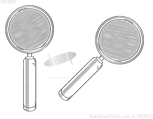 Image of Magnifying glass on white background