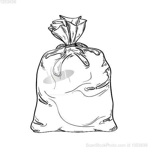 Image of tied old sack, sketch