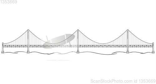 Image of metal bridge over river, sketch