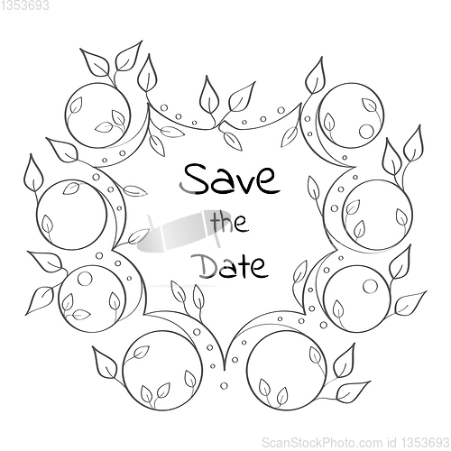 Image of floral linear simple frame with leaves