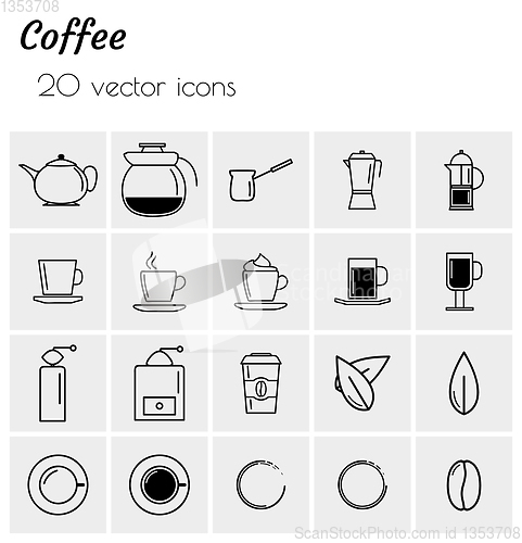 Image of collection of coffee icons