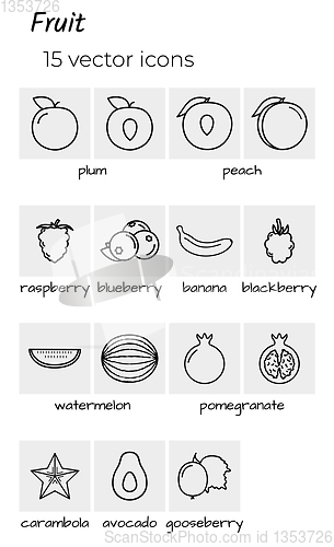 Image of collection of fruit icons