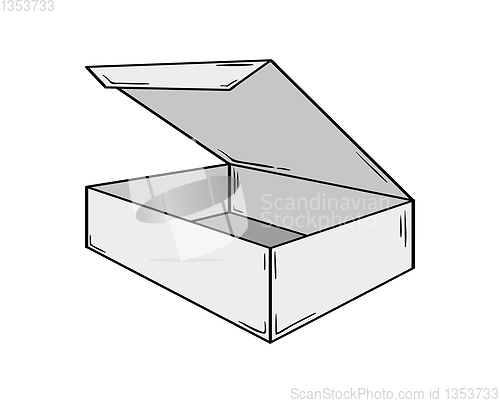 Image of small open box, sketch