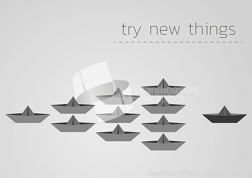 Image of try new things with a folded paper boat