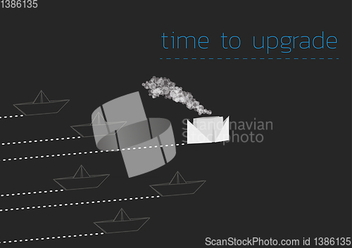 Image of time to upgrade with a folded paper boat