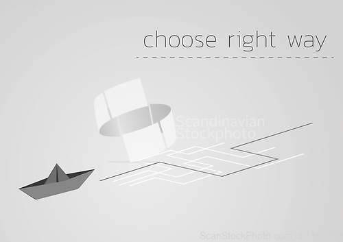 Image of paper ship and choose right way