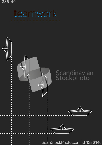 Image of teamwork with a folded paper boat
