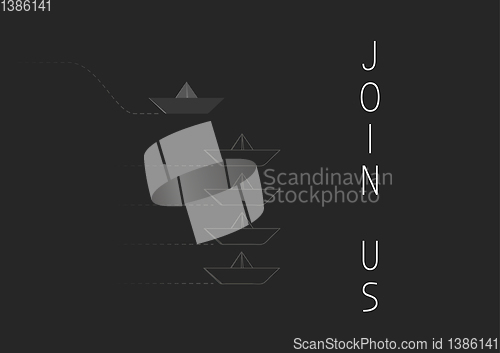Image of join us with a folded paper boat.