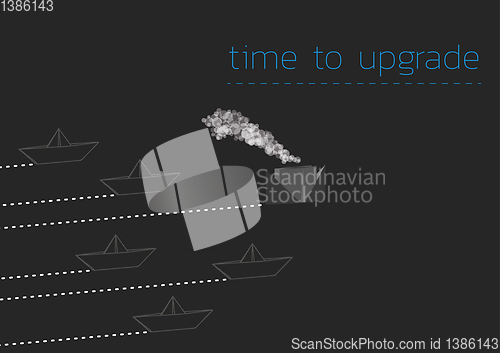 Image of time to upgrade with a folded paper boat