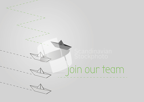 Image of join our team with folded paper boat