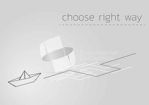 Image of paper ship and choose right way