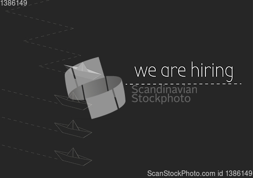 Image of we are hiring with a folded paper boat