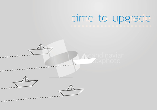 Image of time to upgrade with a folded paper boat