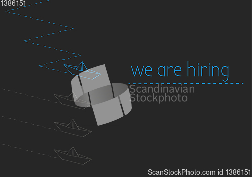 Image of we are hiring with a folded paper boat