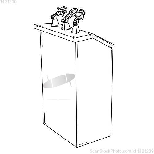 Image of podium for political speech with microphones