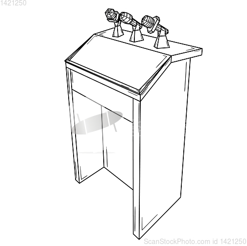 Image of podium for political speech with microphones