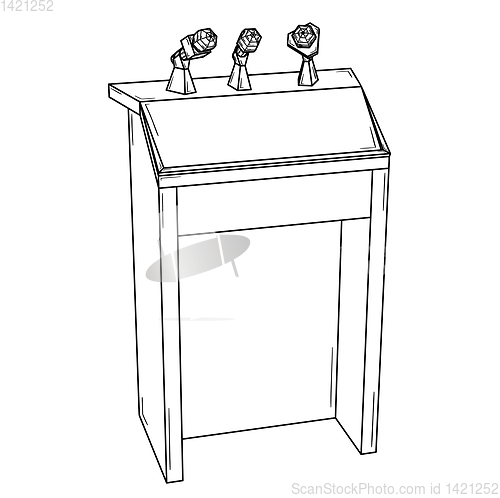 Image of podium for political speech with microphones