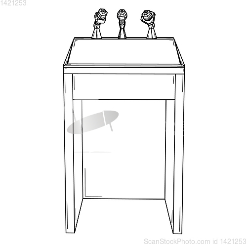 Image of podium for political speech with microphones