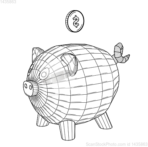 Image of pig as a money box with american dollar coin