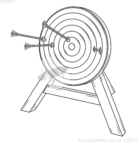 Image of sport target hit around the center by arrows