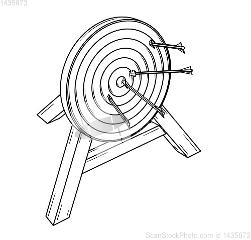 Image of sport target hit around the center by arrows