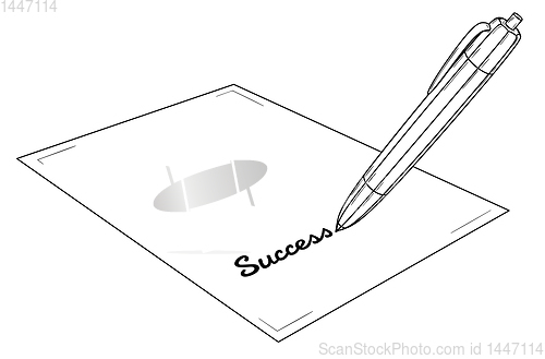 Image of Pen writing on paper word Success.