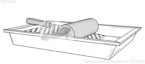 Image of Painting roller with empty paint tray.