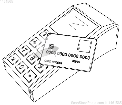 Image of Payment terminal with credit card.