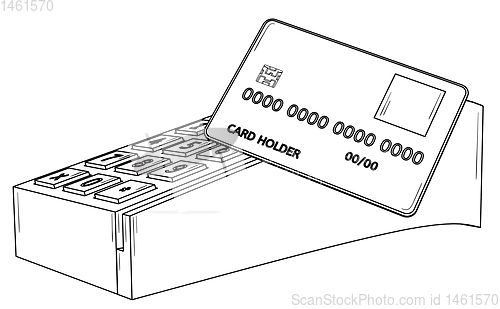 Image of Payment terminal with credit card.