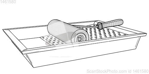 Image of Painting roller with empty paint tray.