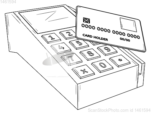 Image of Payment terminal with credit card.