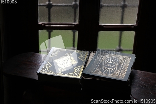 Image of Holy book of Koran, Aladza painted mosque,Tetovo, Macedonia