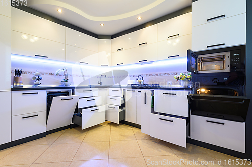 Image of Modern classic white kitchen interior