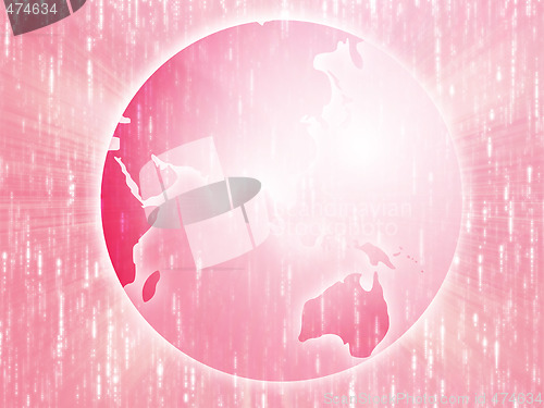 Image of Map of Asia on globe  illustration