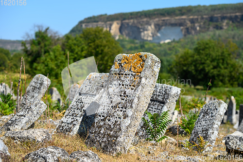 Image of Old tombstones at the ancient Jewish cemetery in Vadul liu Rascov in Moldova