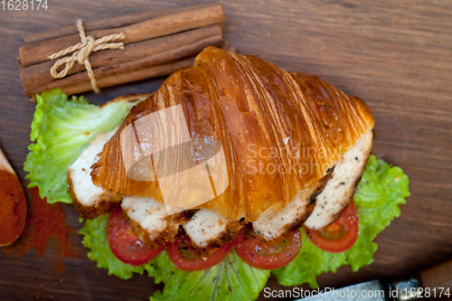 Image of savory croissant brioche bread with chicken breast 