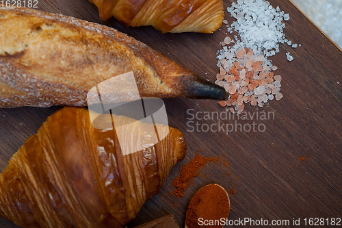 Image of French fresh croissants and artisan baguette tradition