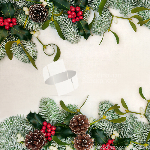 Image of Winter Solstice Natural Greenery Border